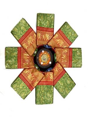 Rama green zari woven silk blend saree 2