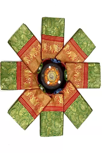 Rama green zari woven silk blend saree