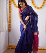 Royal blue festive silk blend saree
