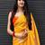 Mustard yellow printed casual silk blend saree