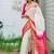 White pink traditional silk blend saree
