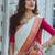 White pink traditional silk blend saree