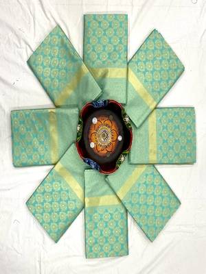 Mint green elegant woven silk blend saree 4