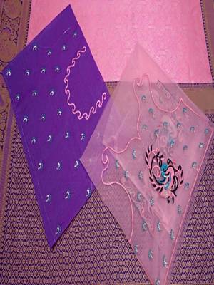 Elegant pink purple silk blend saree 2