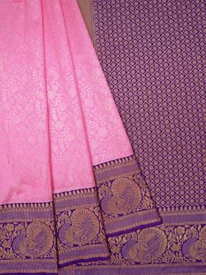 Elegant pink purple silk blend saree 5