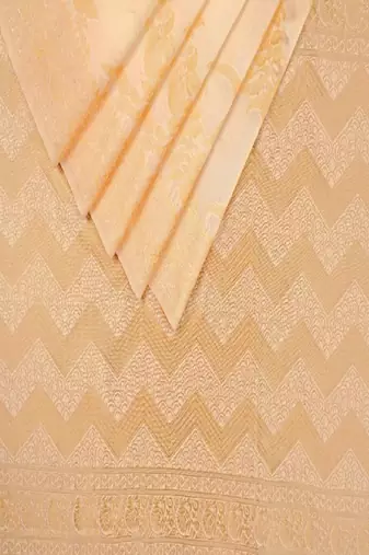 Golden traditional silk blend wedding saree