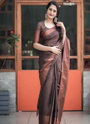 Elegant brown silk blend classic saree 1