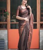 Elegant brown silk blend classic saree