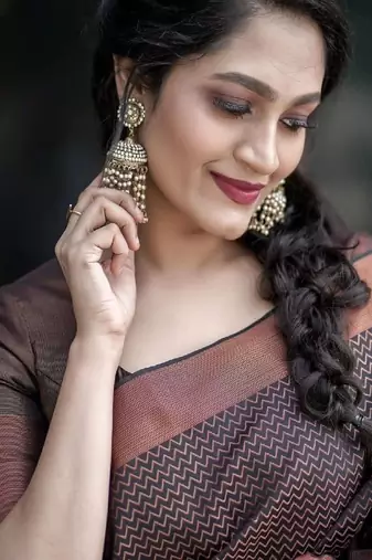 Elegant brown silk blend classic saree