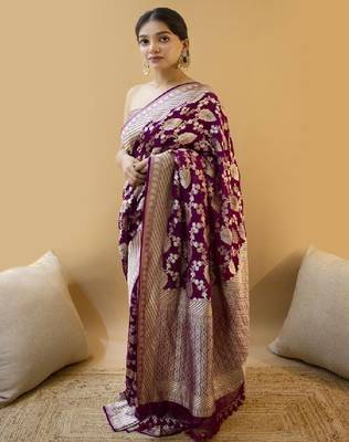 Purple woven silk blend designer saree 3