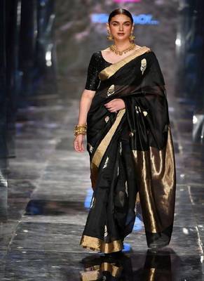 Elegant black silk blend designer saree 1