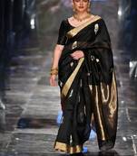 Elegant black silk blend designer saree
