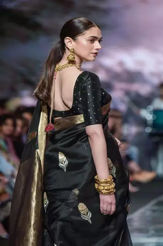 Elegant black silk blend designer saree