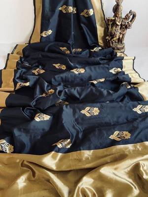 Elegant black silk blend designer saree 3