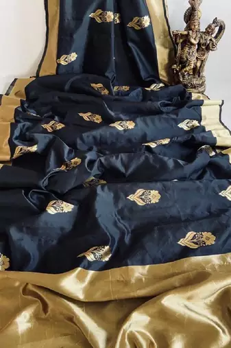 Elegant black silk blend designer saree
