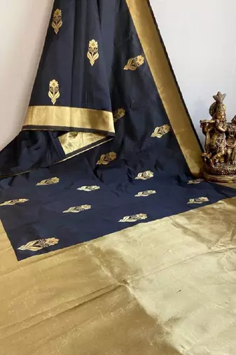 Elegant black silk blend designer saree