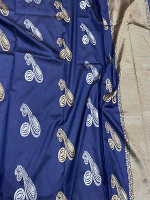 Royal blue woven silk blend saree 2
