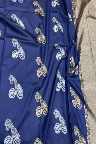 Royal blue woven silk blend saree