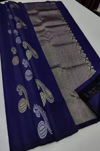 Royal blue woven silk blend saree