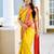 Bright yellow traditional silk blend saree
