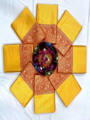 Bright yellow traditional silk blend saree 2