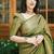 Elegant olive green silk blend saree