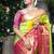 Traditional green pink silk blend saree