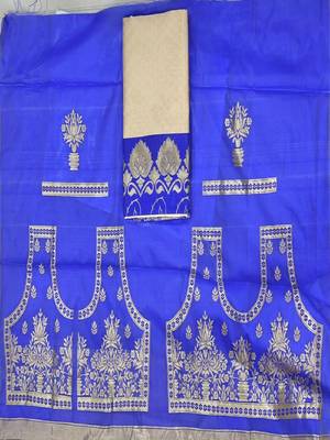 Cream purple designer silk blend saree 4