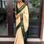 Traditional cream green border silk blend saree