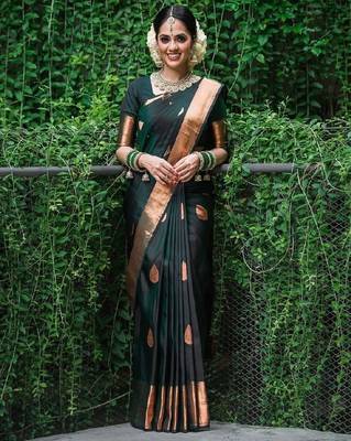 Classic black gold motif silk blend saree 1