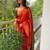 Vibrant orange traditional silk blend saree