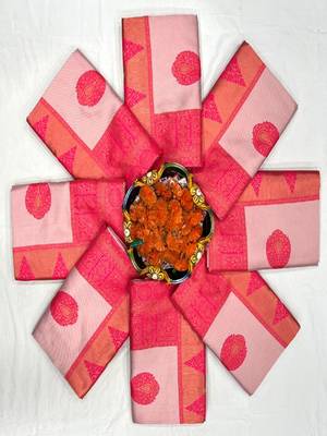 Elegant peach pink silk blend saree 3