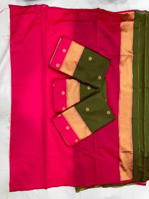 Classic green festive silk blend saree 2