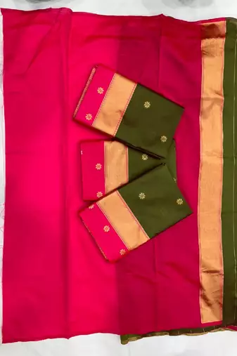 Classic green festive silk blend saree
