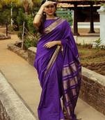 Elegant purple traditional silk blend saree