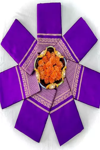 Elegant purple traditional silk blend saree