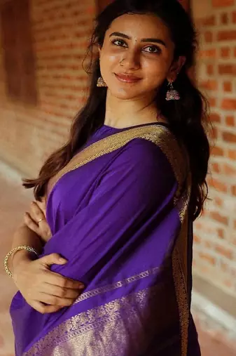Elegant purple traditional silk blend saree