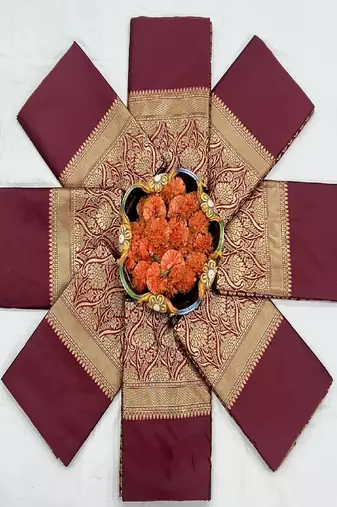 brown silk blend contrast border traditional saree