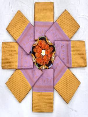mustard yellow silk blend contrast border saree 3