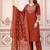 Beautiful jaipuri a women's rust orange cotton printed kurti set with a dupatta
