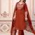 Beautiful jaipuri a women's rust orange cotton printed kurti set with a dupatta