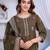 Beautiful jaipuri a women's choclate brown cotton printed kurti set with a dupatta
