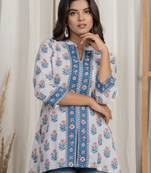 White cotton handblock kurti