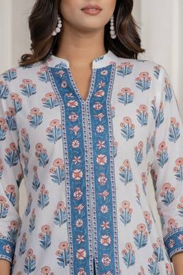White cotton handblock kurti 3