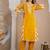 Beautiful jaipuri a yellow lehriya printed indian kurta set with a matching dupatta and pants