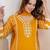 Beautiful jaipuri a yellow lehriya printed indian kurta set with a matching dupatta and pants