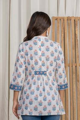 White cotton handblock kurti 4