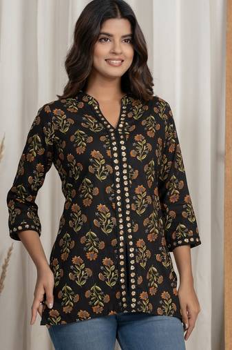Black embroidered short kurti