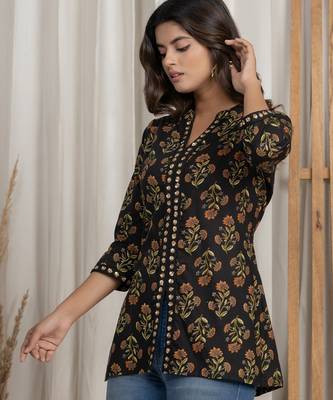 Black embroidered short kurti 2