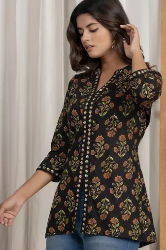 Black embroidered short kurti